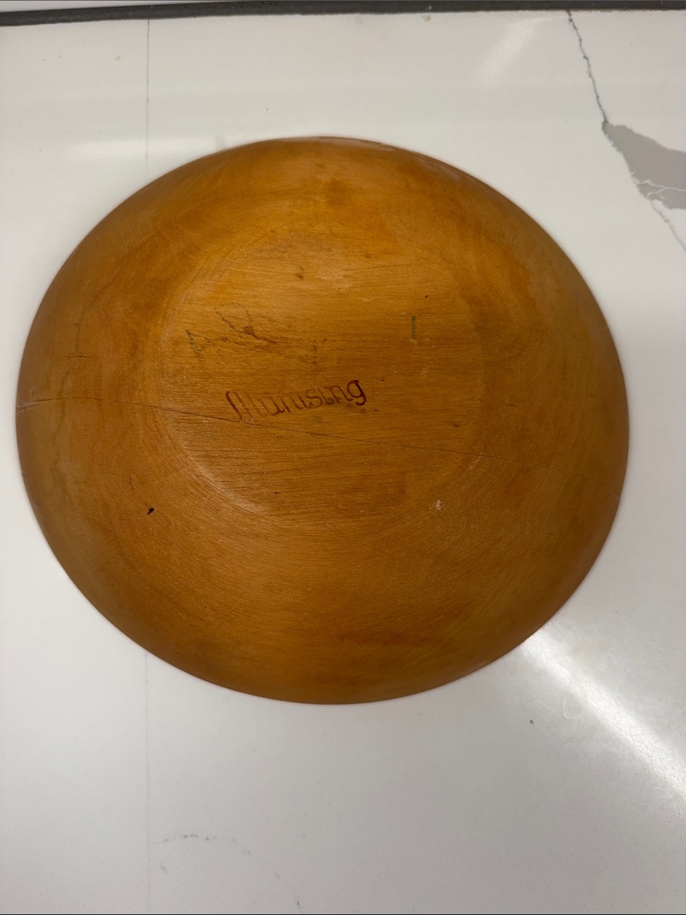 Vintage Munising hand - turned wooden bowl